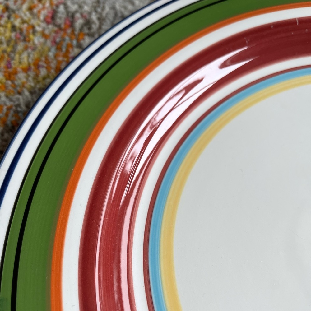 Pottery Barn Espadrille Multicolor Stripe China Plates - Picture 4 of 4